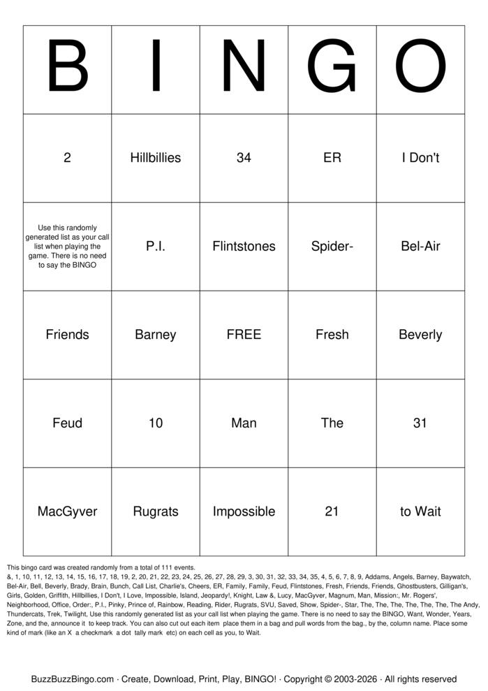 Download Free Custom Bingo Cards