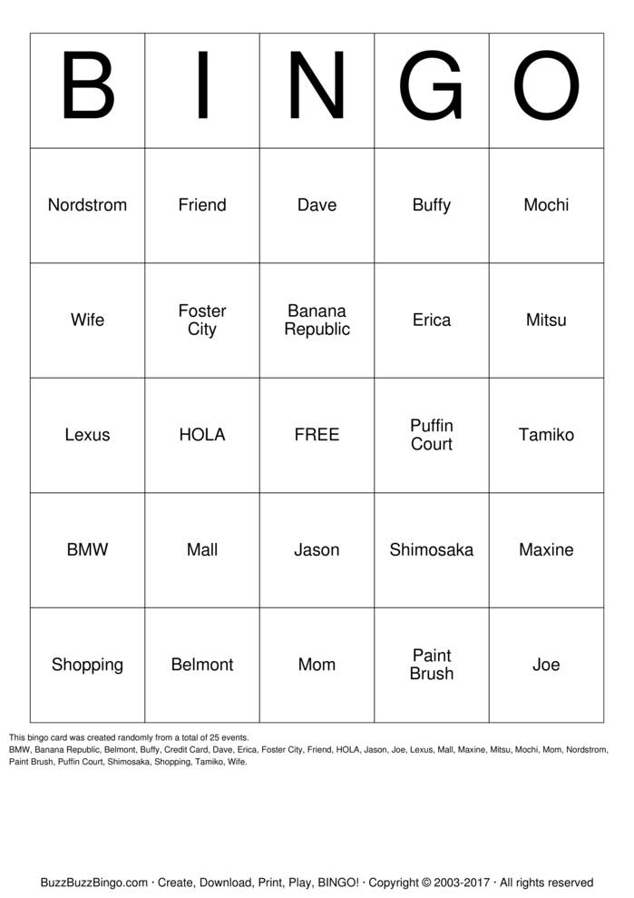 Download Free Custom Bingo Cards