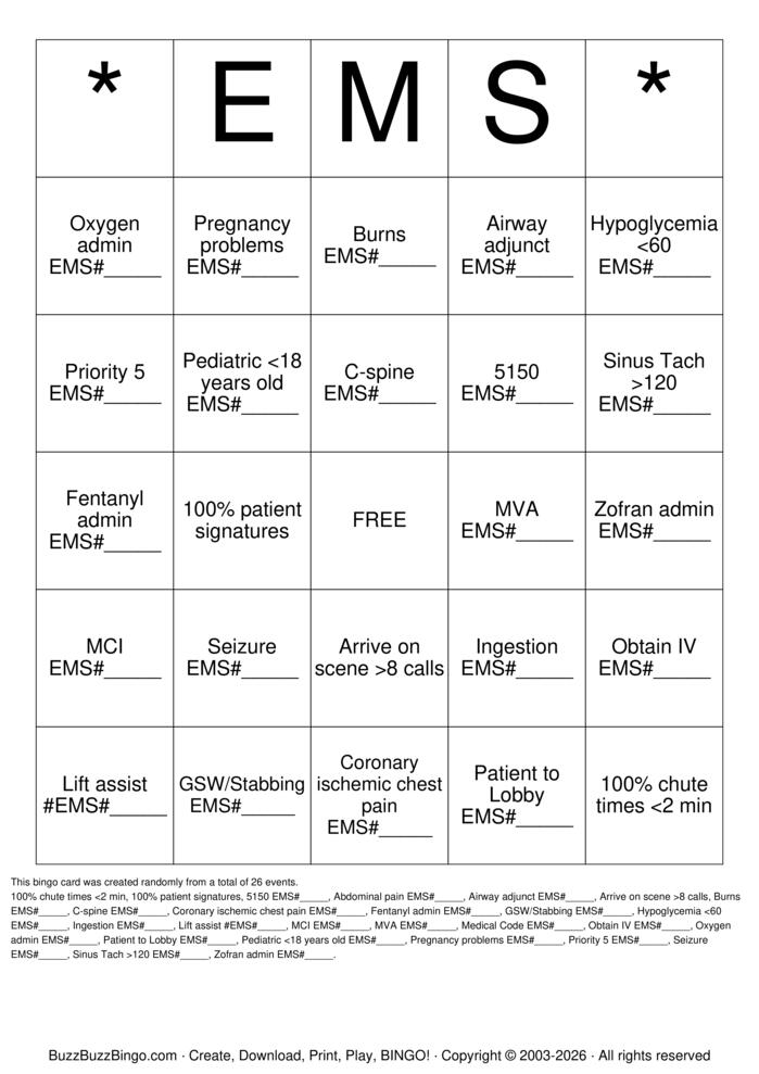 Download Free *EMS* Bingo Cards Download Free *EMS* Bingo Cards