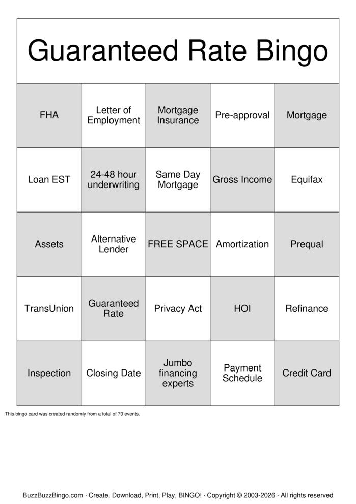 Download Free GR Mortgage Bingo Cards Download Free GR Mortgage Bingo Cards
