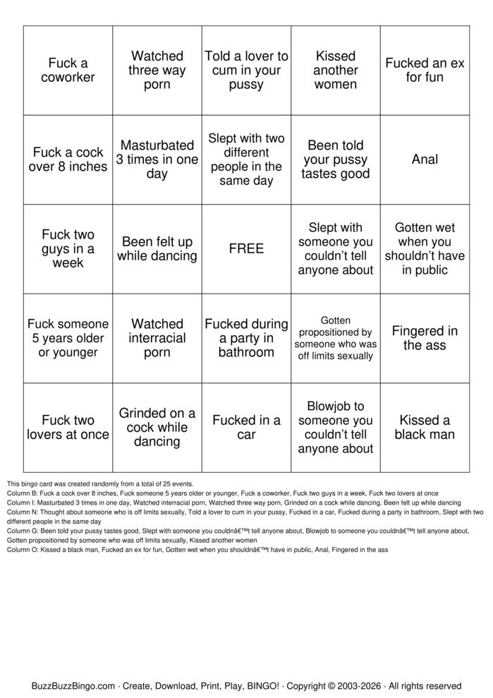 Download Free Hotwife Bingo Cards Download Free Hotwife Bingo Cards