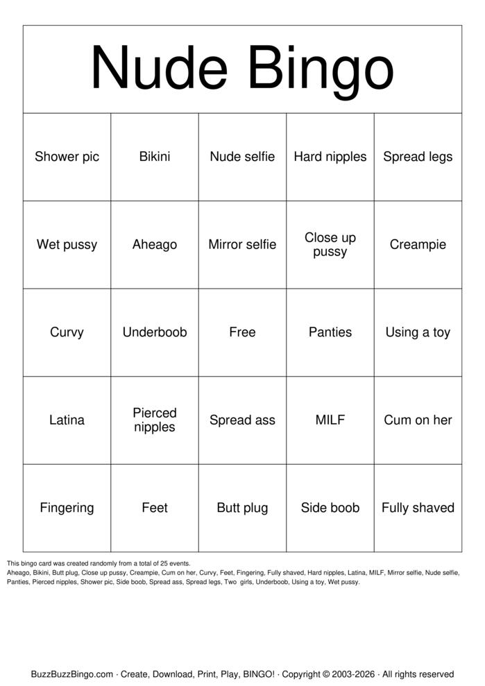 Download Free Nude Bingo Bingo Cards Download Free Nude Bingo Bingo Cards