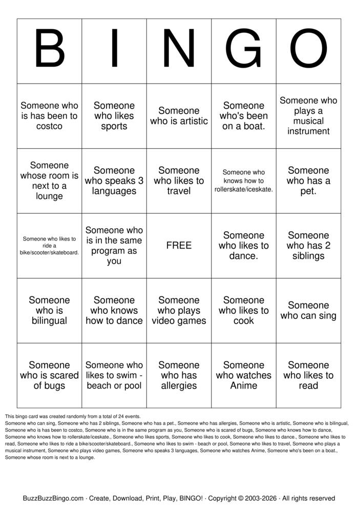 Download Free Speed Friending Bingo Cards Download Free Speed Friending Bingo Cards
