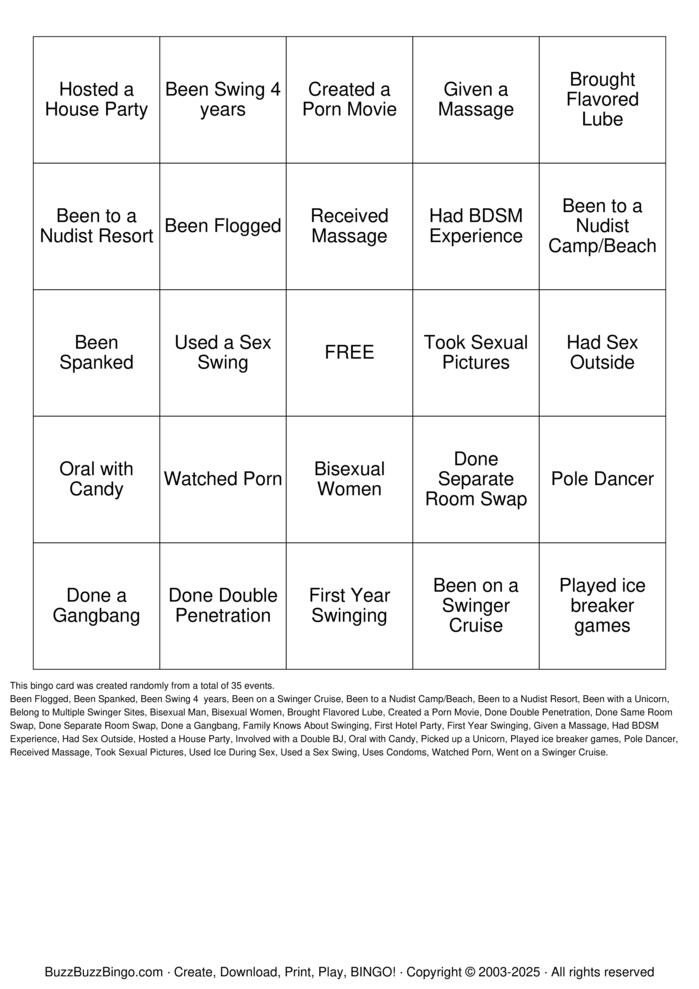Download Free Swinger Bingo Bingo Cards