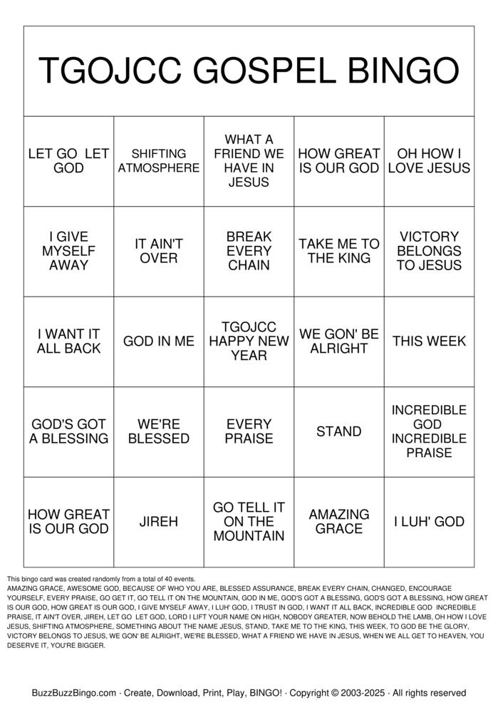 Download Free TGOJCC GOSPEL BINGO Bingo Cards