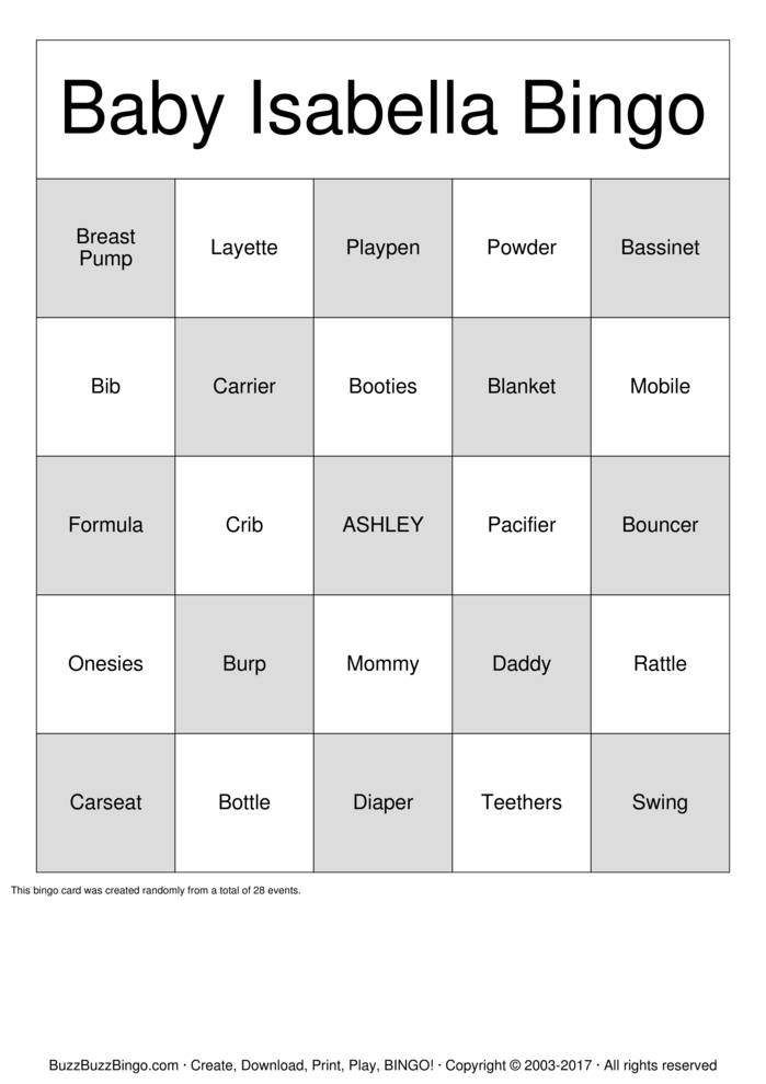 Baby Shower Bingo Cards to Download, Print and Customize!