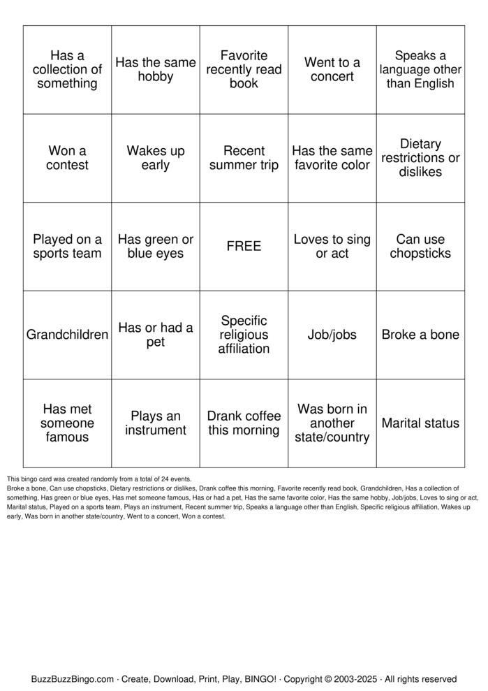 Download Free Custom Bingo Cards