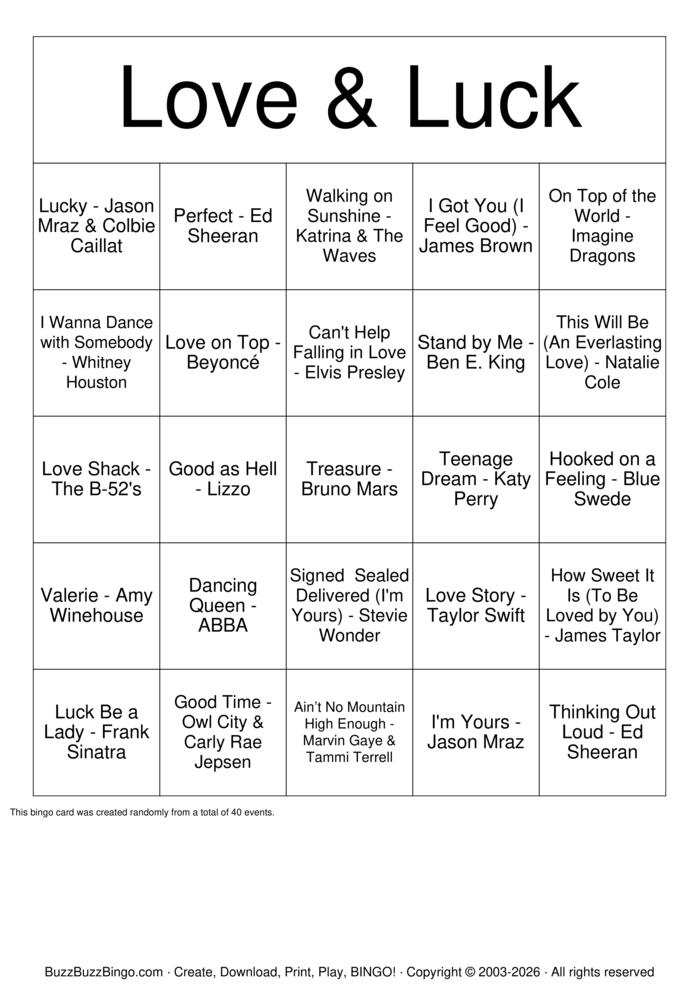 Download Free Custom Bingo Cards