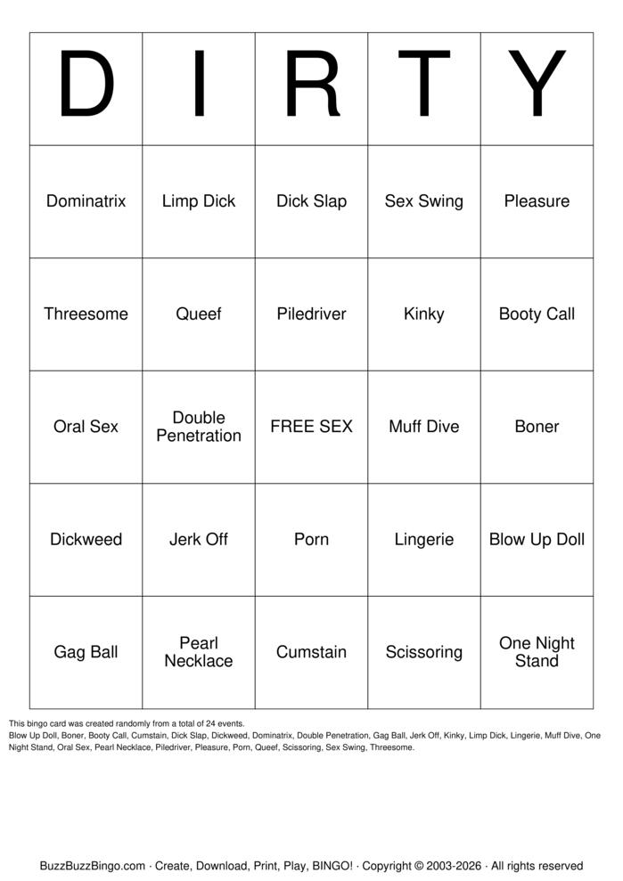 Download Free DIRTY BINGO Bingo Cards