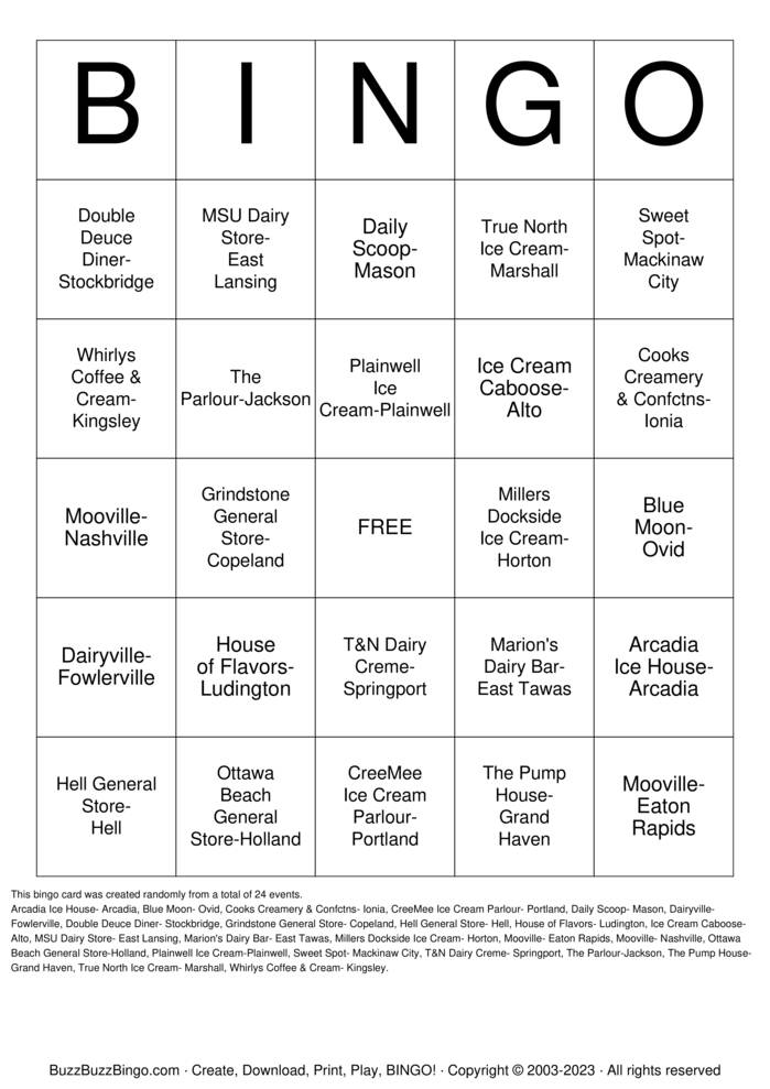 Ice Cream Bingo Bingo Cards to Download, Print and Customize!