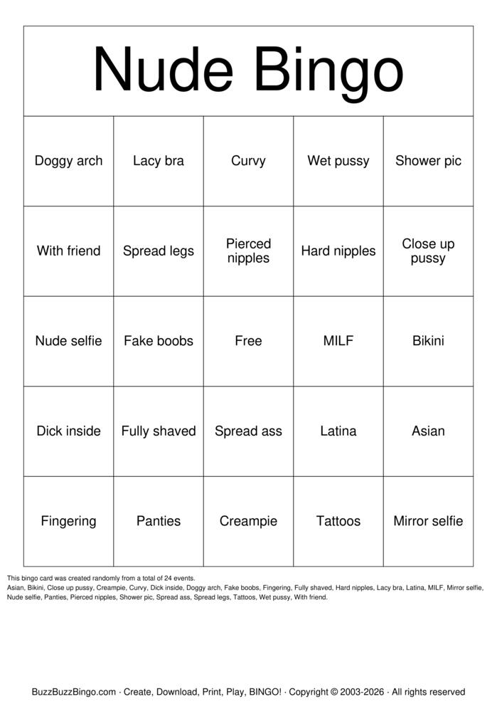 Download Free Nude Bingo Bingo Cards