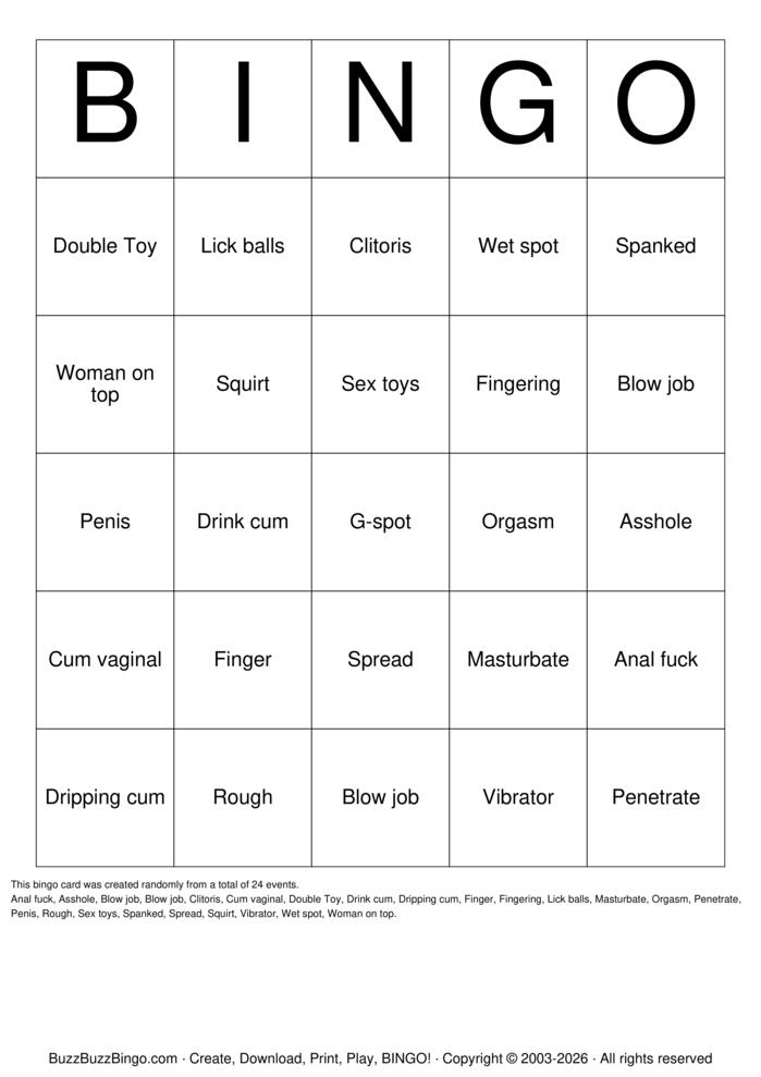 Download Free Vaginally and anall Bingo Cards