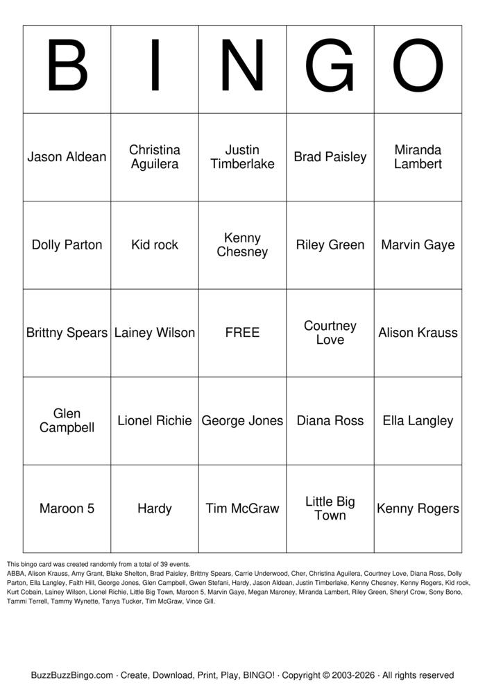 Download Free Custom Bingo Cards