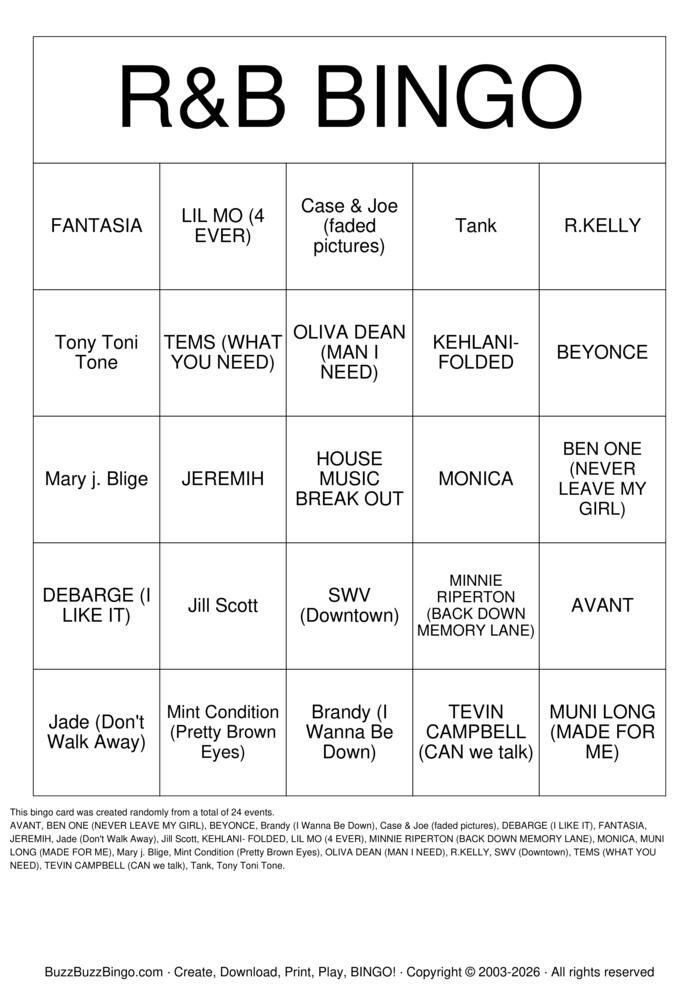 Download Free Custom Bingo Cards