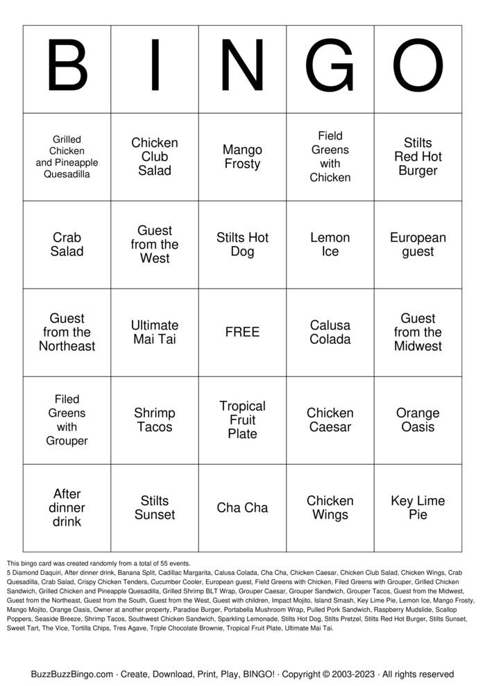 Download Free Custom Bingo Cards