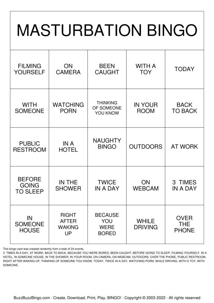 Download Free MASTURBATION BINGO Bingo Cards
