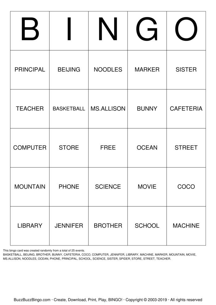NOUN Bingo Cards to Download, Print and Customize!