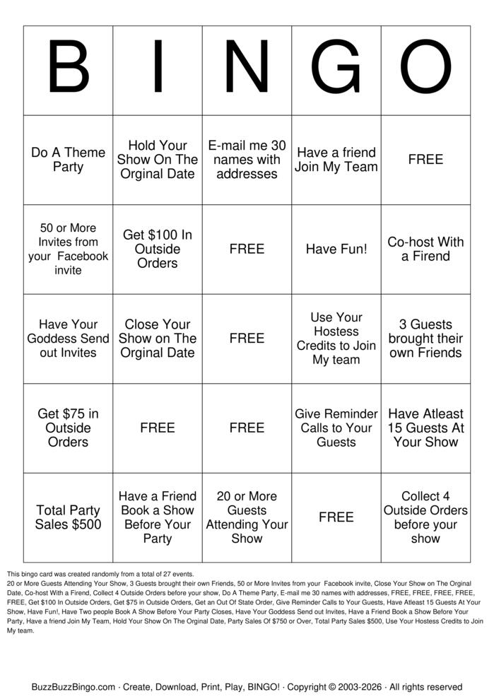Download Free PARTY Bingo Cards Download Free PARTY Bingo Cards