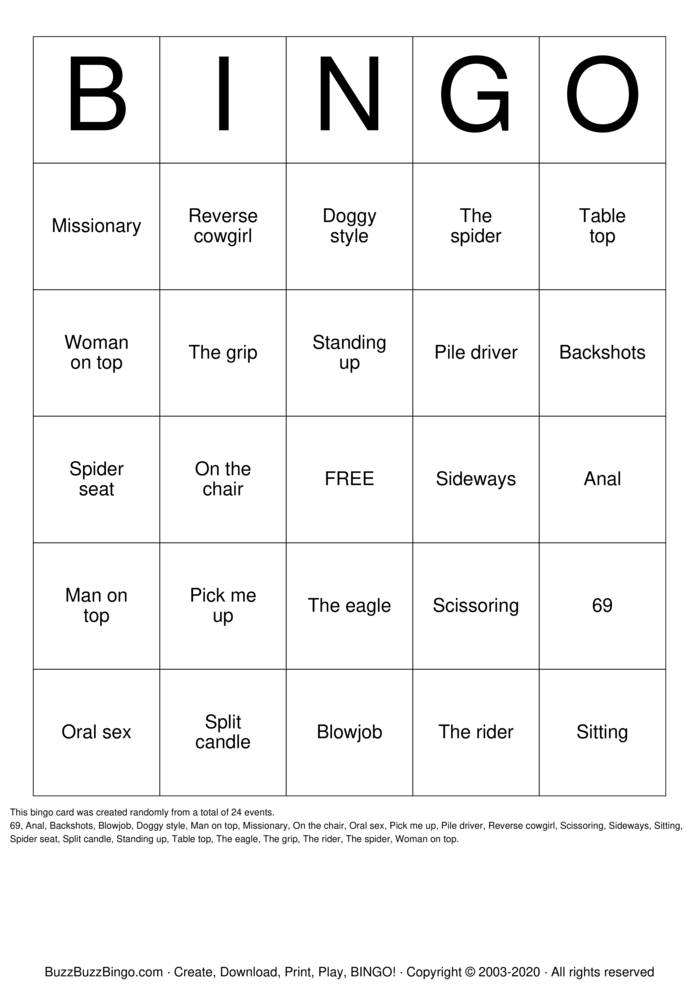 Download Free SEX positions Bingo Cards