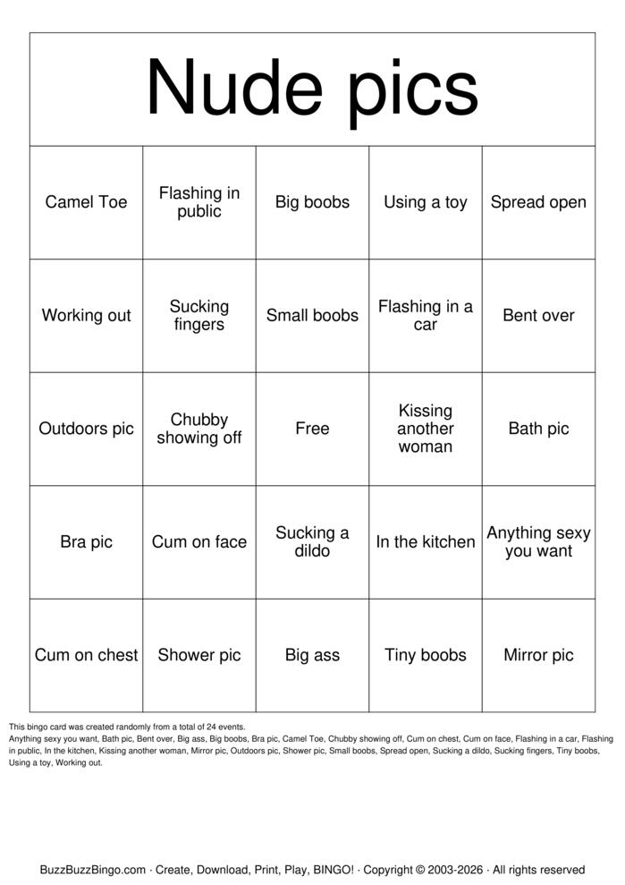 Download Free Slut card Bingo Cards