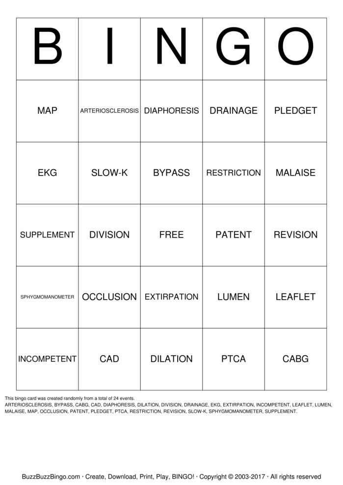 TERMS Bingo Cards to Download, Print and Customize!