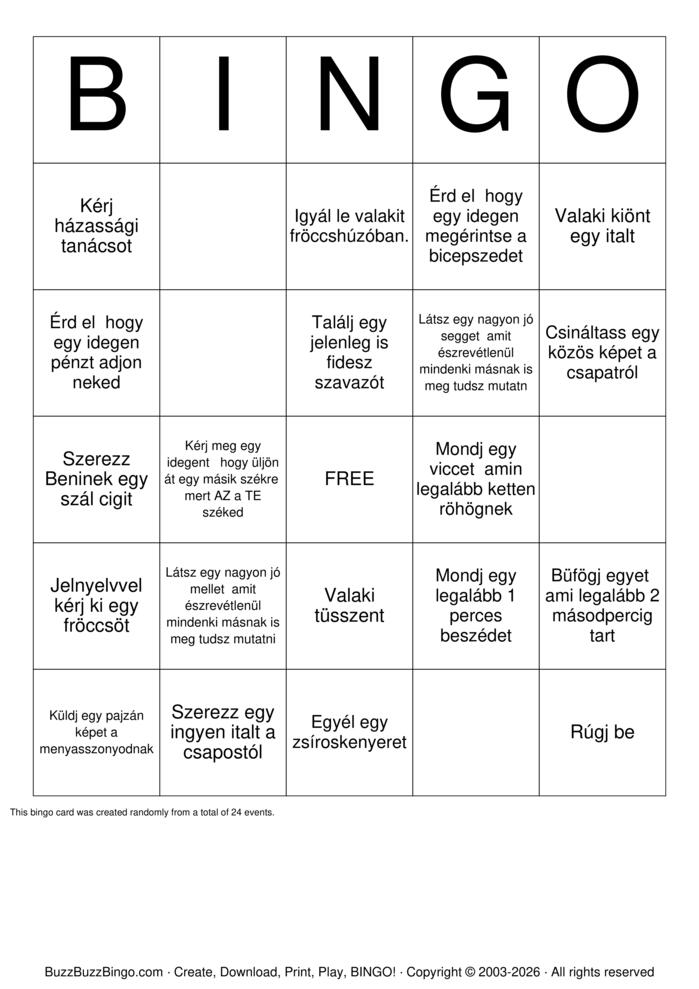 Download Free Custom Bingo Cards