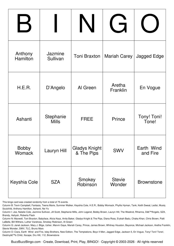Download Free Chi Chi's R&B Bingo Cards