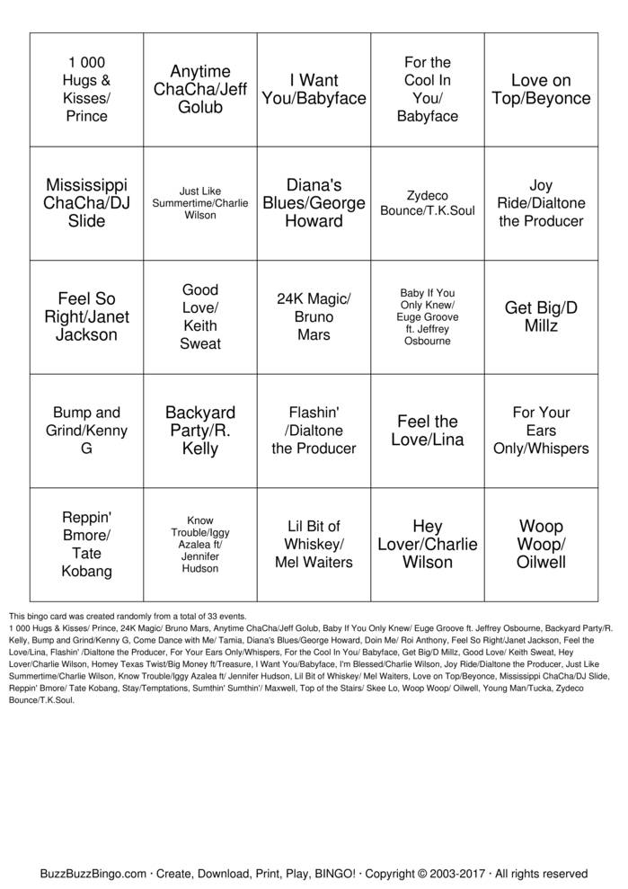 Download Free DANCE Bingo Cards