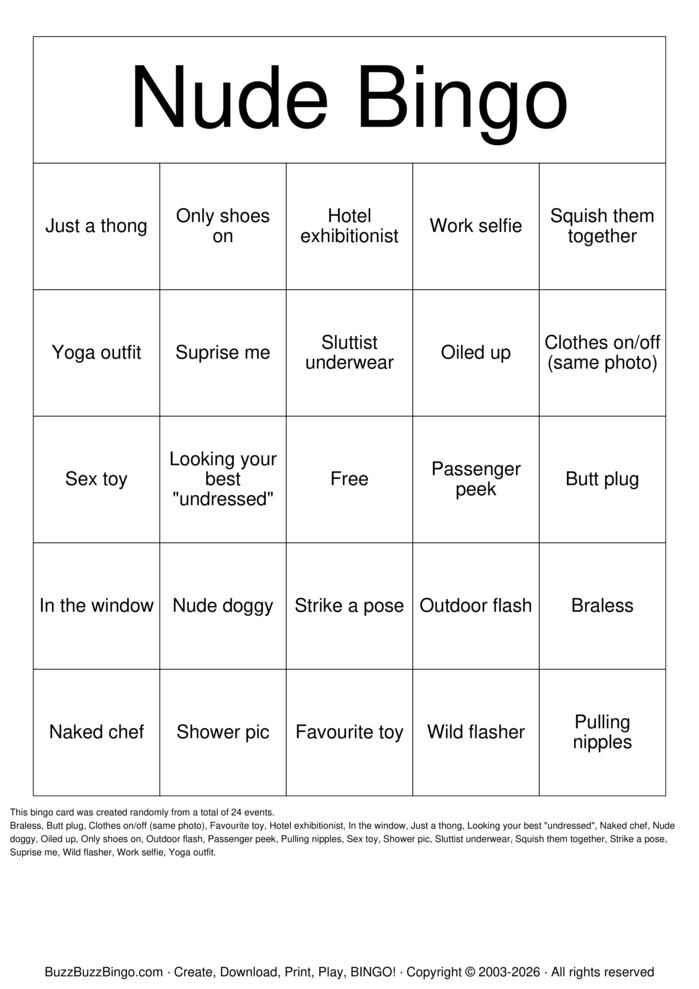 Download Free Nude Bingo Bingo Cards Download Free Nude Bingo Bingo Cards