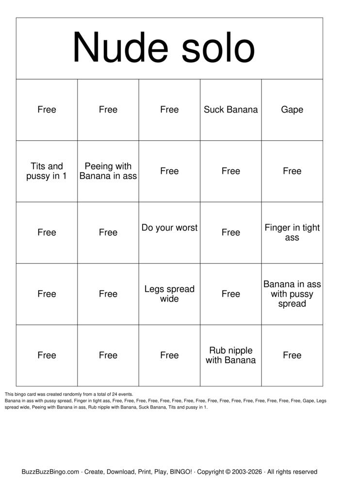 Download Free Nude solo Bingo Bingo Cards Download Free Nude solo Bingo Bingo Cards
