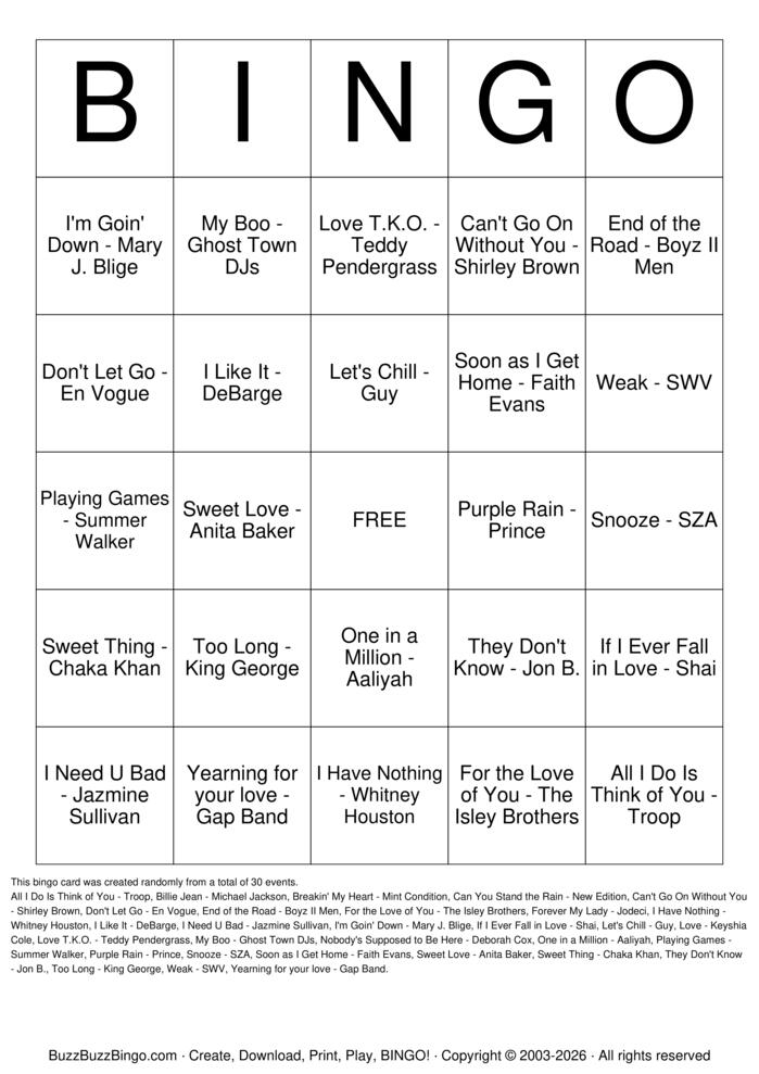 Download Free R&B Bingo Bingo Cards Download Free R&B Bingo Bingo Cards