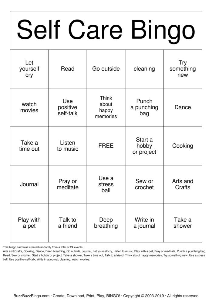 Download Free Self-Care Bingo Bingo Cards Download Free Self-Care Bingo Bingo Cards