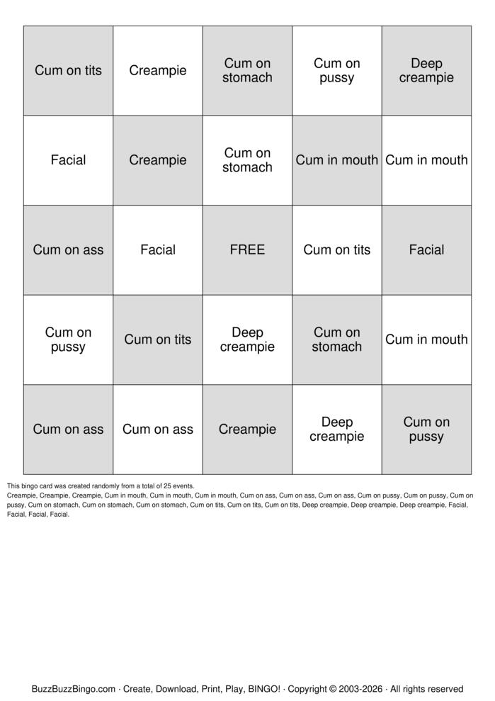 Download Free Cum bingo Bingo Cards Download Free Cum bingo Bingo Cards