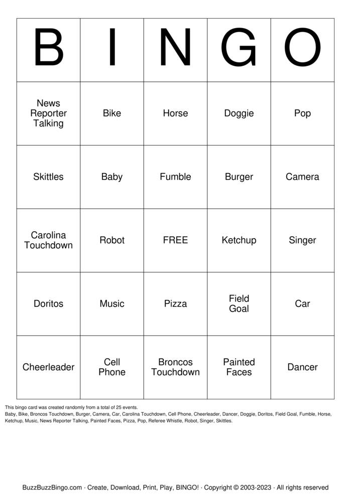 Download Free Custom Bingo Cards
