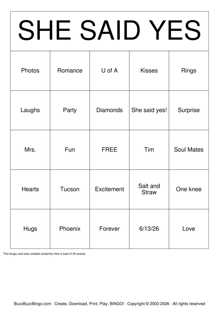 Download Free ENGAGEMENT PARTY Bingo Cards