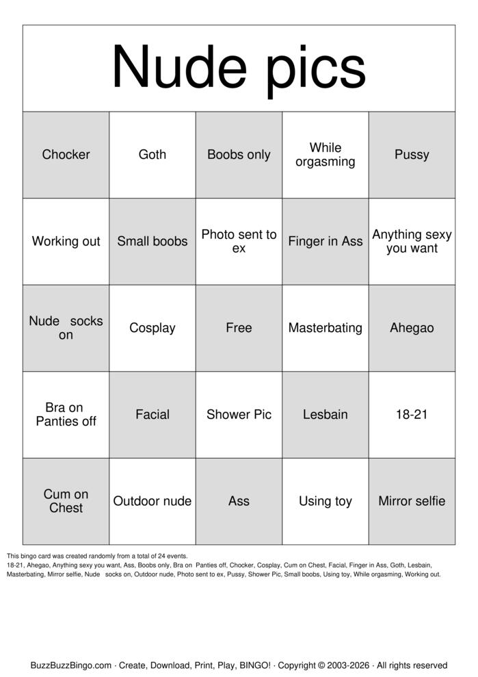 Download Free Nude Bingo Bingo Cards