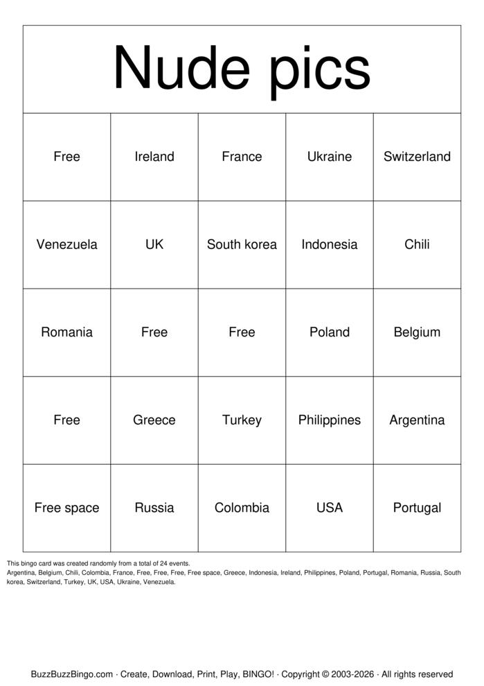 Download Free Nude Bingo Bingo Cards