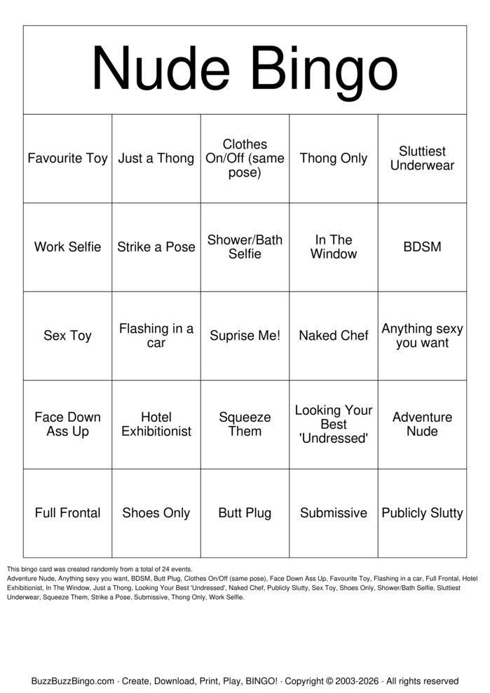 Download Free Nude Bingo Bingo Cards Download Free Nude Bingo Bingo Cards