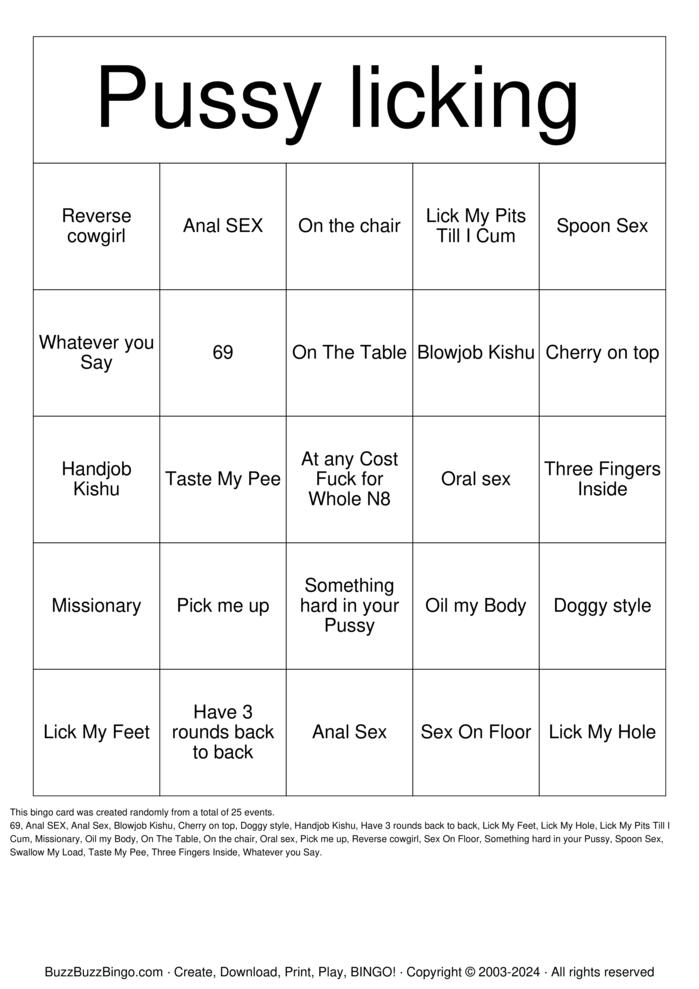 Download Free Pussy licking position  Bingo Cards