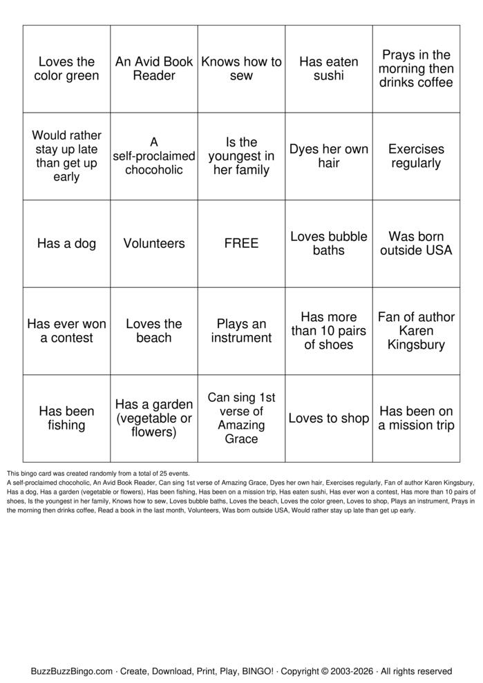 Download Free WOMEN'S MINISTRY BINGO Bingo Cards