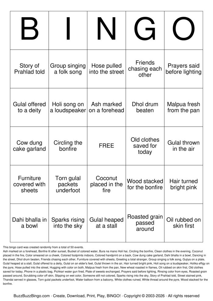 Download Free Holi Bingo Cards Download Free Holi Bingo Cards