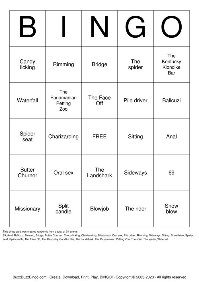 Download Free SEX positions Bingo Cards
