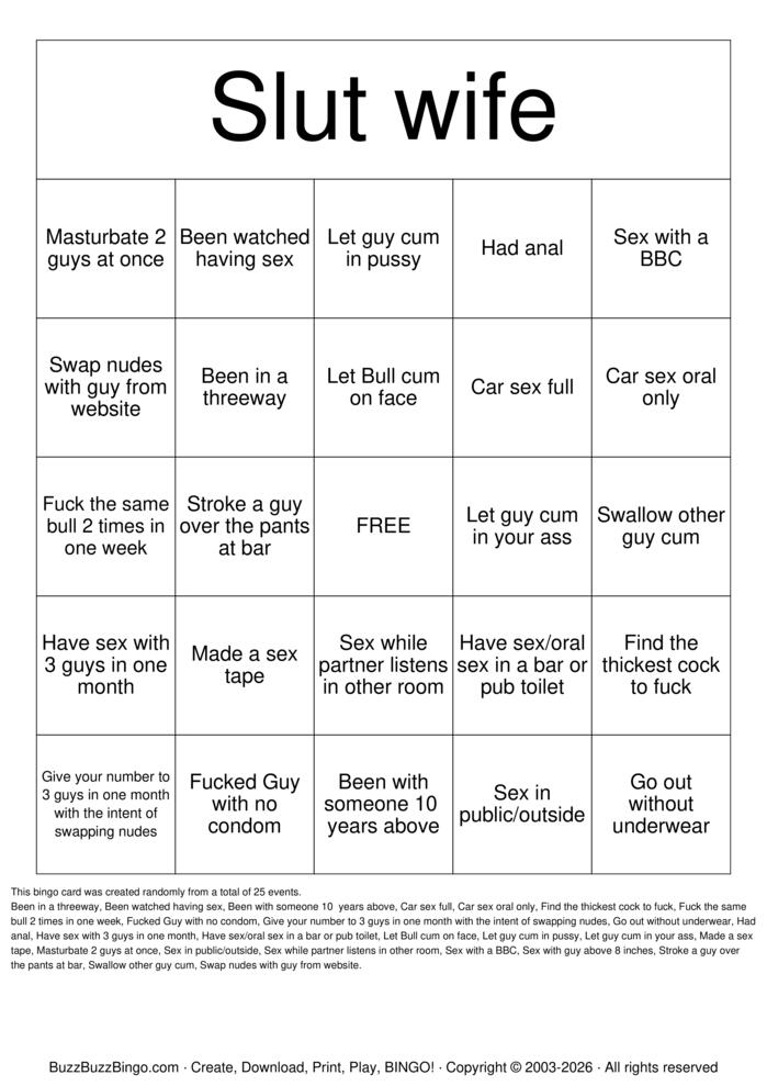 Download Free Slut wife bingo Bingo Cards Download Free Slut wife bingo Bingo Cards