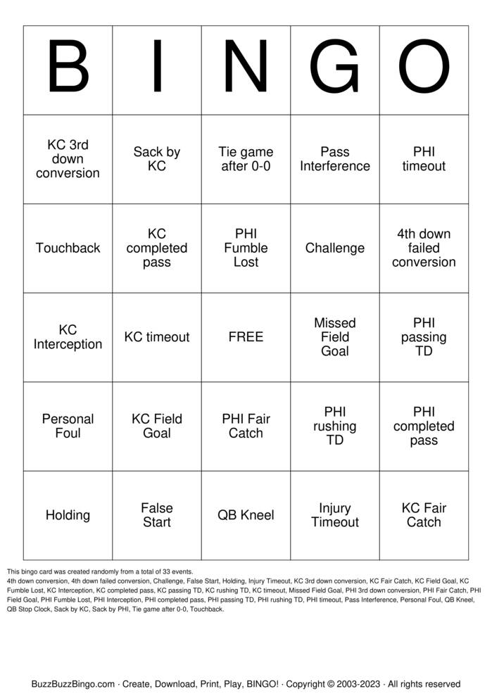 Superbowl Bingo Cards to Download, Print and Customize!