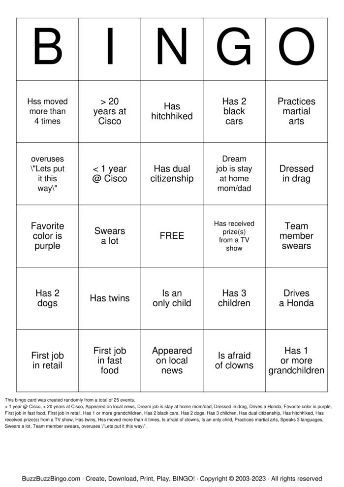 Download Free Team Building Bingo Cards