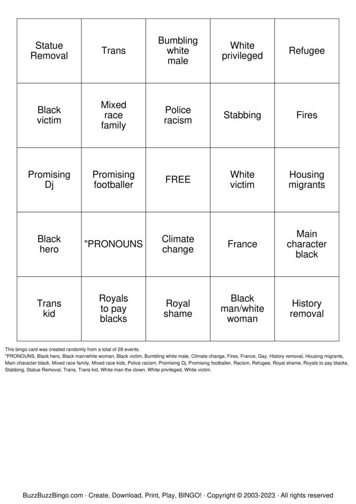 Download Free woke Bingo Cards